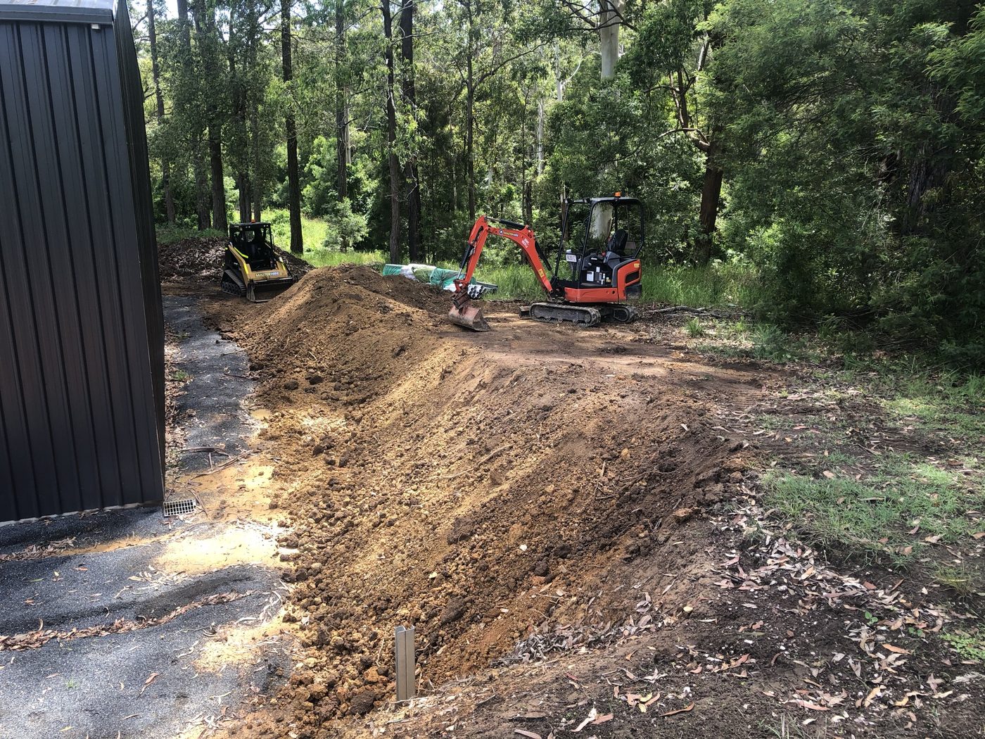 Shed pad earthworks in progress, Old Coast Rd, Bellingen Shire